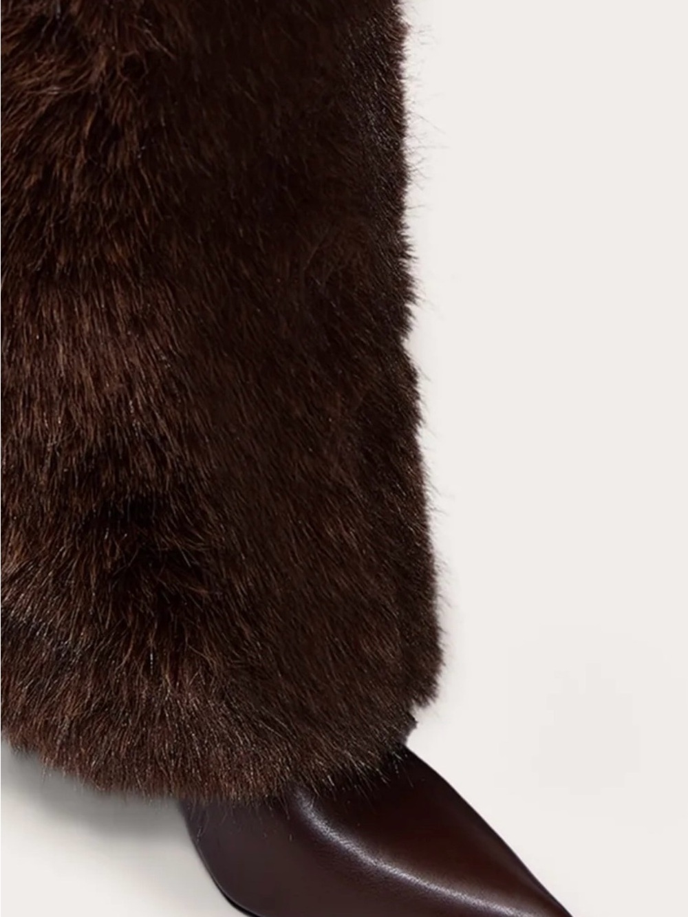 Women's Brown Fur Knee-High Stiletto Boot - Picture 2 of 8